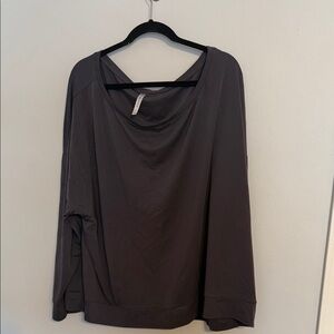 Fabletics Gray Pullover Long Sleeve Workout Tee Boat Neck 3X